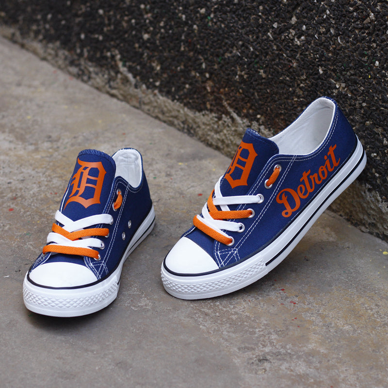 Detroit Tigers Limited Print MLB Baseball Fans Low Top Canvas Shoes Sport Sneakers T-DAC61L