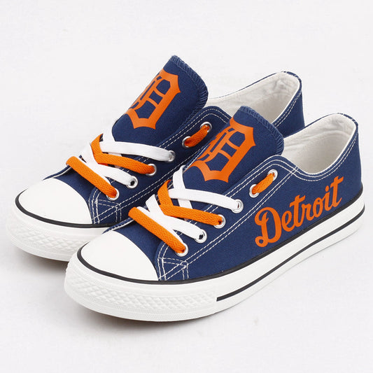 Detroit Tigers Limited Print MLB Baseball Fans Low Top Canvas Shoes Sport Sneakers T-DAC61L