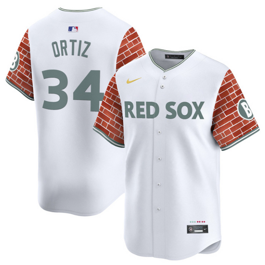 David Ortiz Jersey #34 Boston Red Sox 2025 Fenway Red Brick Style Vapor Premier Stitched White