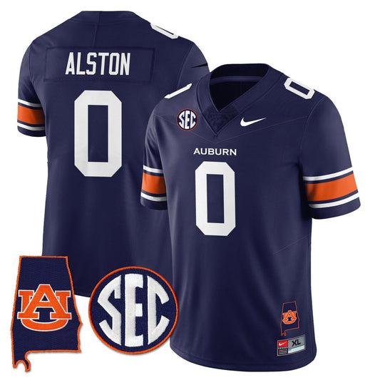 Damari Alston Jersey #0 Auburn Tigers Alabama Patch Vapor Stitched Navy