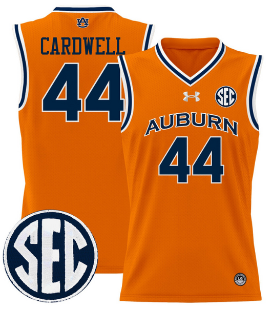 Dylan Cardwell Jersey #44 Auburn Tigers 2024 Lightweight Basketball White Gold