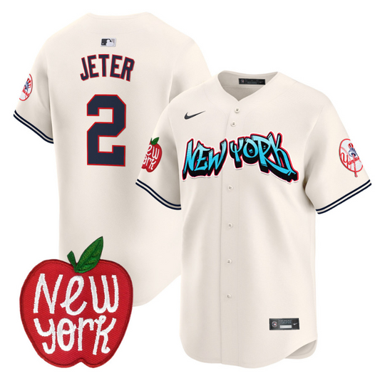 Derek Jeter Jersey #2 New York Yankees Apple Patch Vapor Premier Limited Stitched Cream