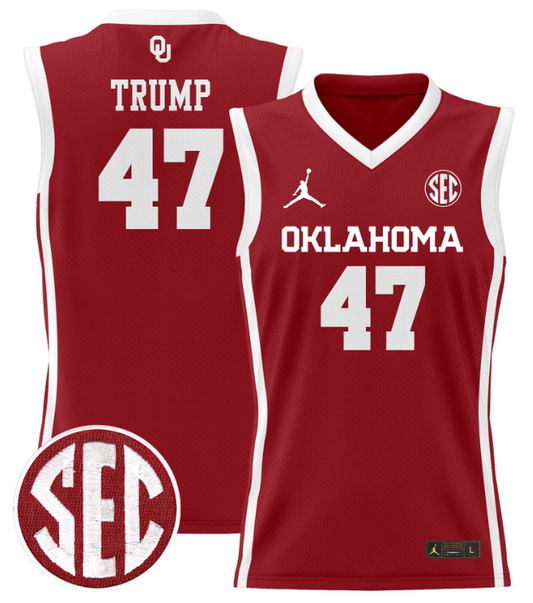 Donald Trump Jersey #47 Oklahoma Sooners 2024 Lightweight Basketball Crimson