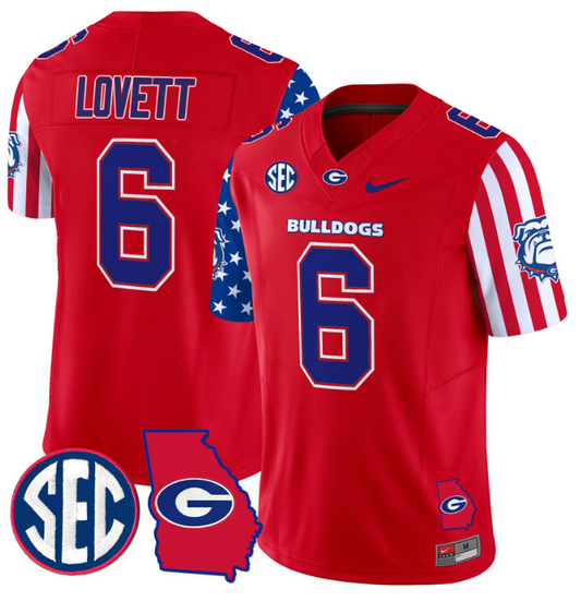 Dominic Lovett Jersey #6 Georgia Bulldogs American Style Vapor Limited Football Stitched Red