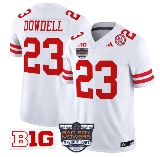 Dante Dowdell Jersey #23 Nebraska Cornhuskers 2025 Pinstripe Bowl White