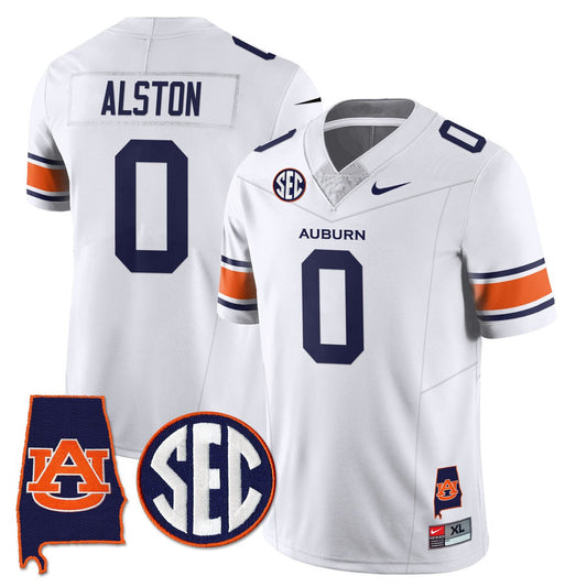 Damari Alston Jersey #0 Auburn Tigers Alabama Patch Vapor Stitched White
