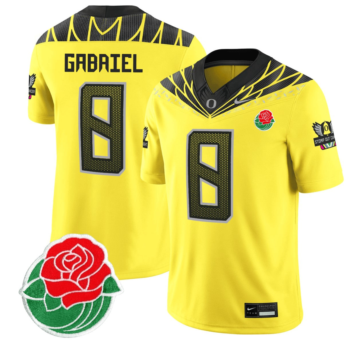 Dillon Gabriel Jersey #8 Oregon Ducks Rose Bowl Patch Vapor Football Yellow