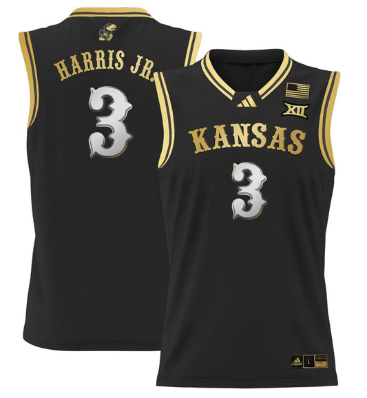 Dajuan Harris Jr Jersey #3 Kansas Jayhawks 2024 Lightweight Basketball Black Gold