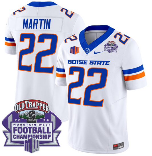 Doug Martin Jersey #22 Boise State Broncos 2024 Championship Vapor White