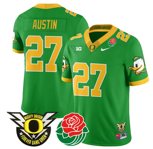 Daylen Austin Jersey #27 Oregon Ducks 2024 Rose Bowl Patch N1 Football Green