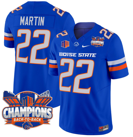 Doug Martin Jersey #22 Boise State Broncos Back To Back Champions Royal