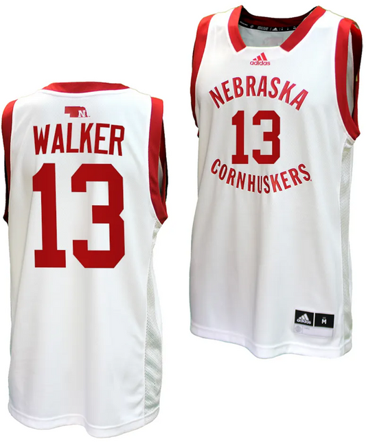 Derrick Walker Jersey #13 Nebraska Cornhuskers Basketball Home Uniform 2023-24 White