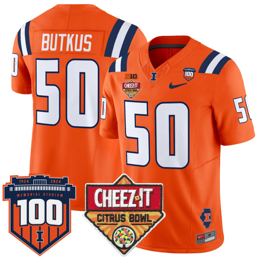 Dick Butkus Jersey #50 Illinois Fighting 2025 Cheez-It Citrus Bowl Orange