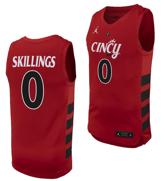 Daniel Skillings Jersey #0 Cincinnati Bearcats College Basketball Replica 2023-24 Red