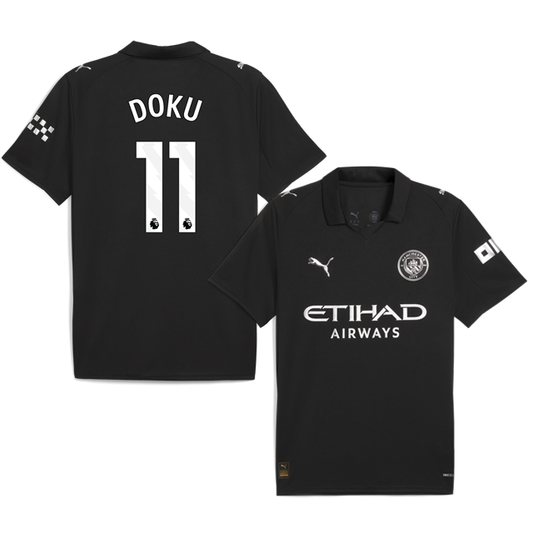 DOKU #11 Manchester City 2025-26 Away Jersey – Black