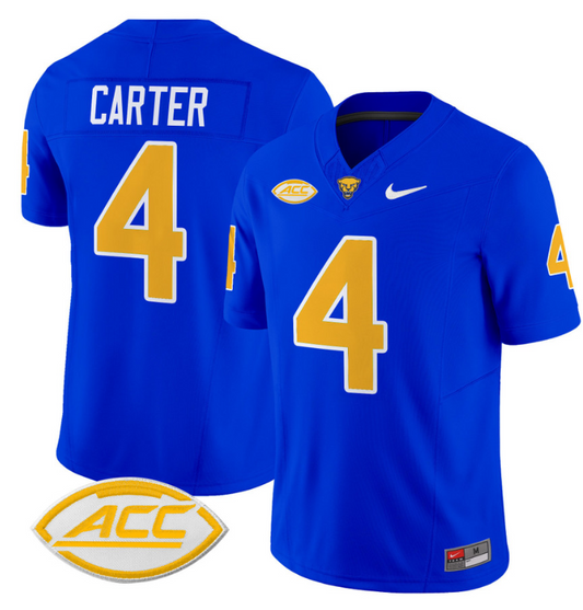 Daniel Carter Jersey #4 Pittsburgh Panthers Vapor Limited College Football Stitched Royal