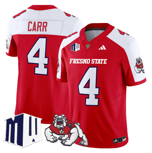 Derek Carr Jersey #4 Fresno State Bulldogs 2024 Stitched Red Alternate