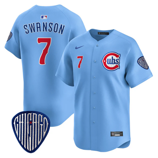 Dansby Swanson Jersey #7 Chicago Cubs Blue Alternate Vapor Premier Limited Stitched Blue