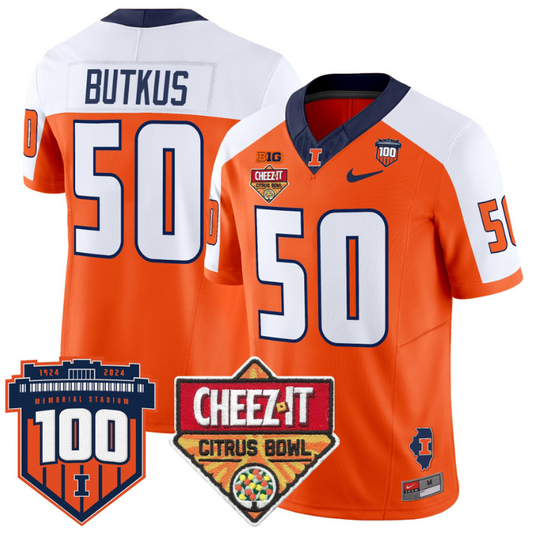 Dick Butkus Jersey #50 Illinois Fighting 2025 Cheez-It Citrus Bowl Orange Alternate
