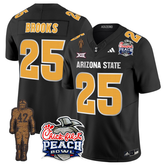 DeCarlos Brooks Jersey #25 Arizona State Peach Bowl Patch Football V2 Black