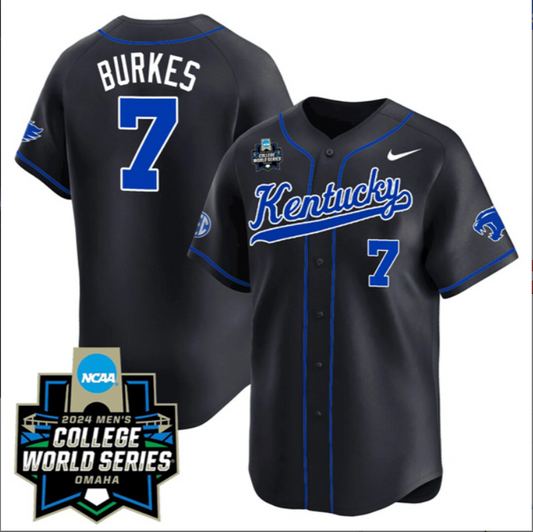 Devin Burkes Kentucky Wildcats College Baseball World Series Jersey – Black