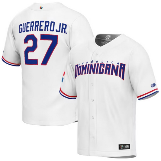 Dominican Baseball Vladimir Guerrero Jr. World Baseball Classic Jersey – White