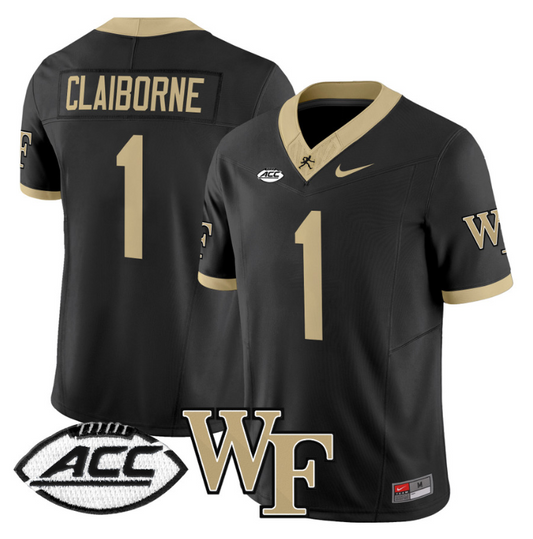 Demond Claiborne Jersey #1 Wake Forest Demon Deacons 2024 Stitched Black