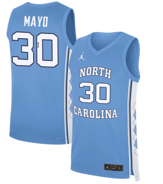 Dante Mayo Jersey #30 North Carolina Tar Heels Basketball Blue