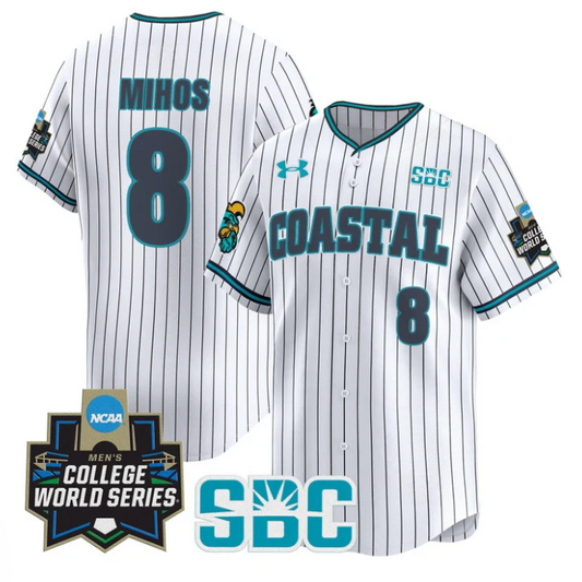 Dean Mihos Jersey #8 Coastal Carolina Chanticleers 2025 World Series Stripe