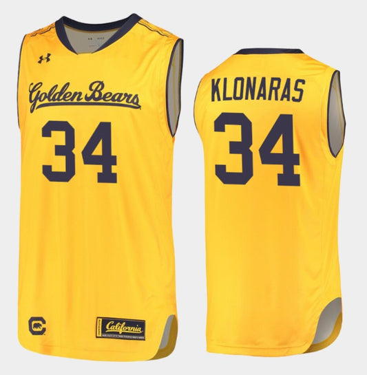 Dimitrios Klonaras Jersey California Golden Bears College Basketball Yellow #34