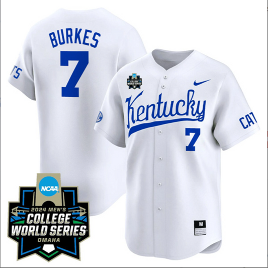 Devin Burkes Kentucky Wildcats College Baseball World Series Jersey – White