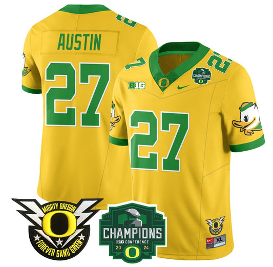 Daylen Austin Jersey #27 Oregon Ducks 2024 Big Ten Champions Football Yellow