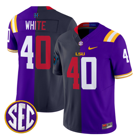 Devin White Jersey #40 LSU Tiger Split Vapor Limited V2 Football All Stitched