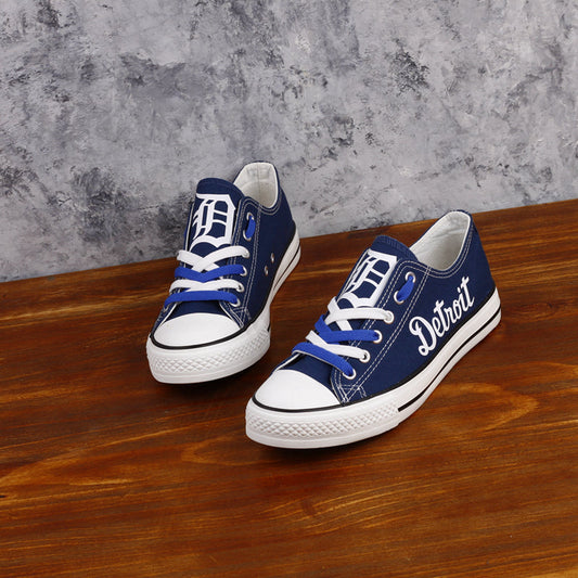 Detroit Tigers Limited Print MLB Baseball Fans Low Top Canvas Shoes Sport Sneakers T-DAC60L