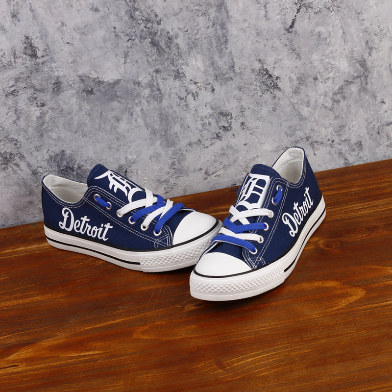 Detroit Tigers Limited Print MLB Baseball Fans Low Top Canvas Shoes Sport Sneakers T-DAC60L