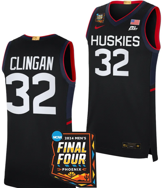 Donovan Clingan Jersey #32 UConn Huskies Basketball 2024 NCAA March Madness Final Four Navy
