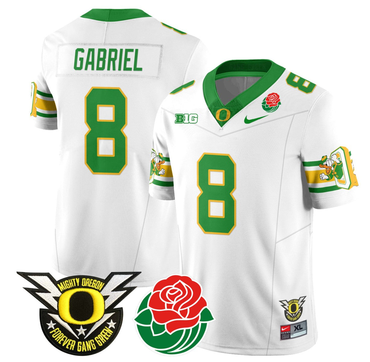 Dillon Gabriel Jersey #8 Oregon Ducks 2024 Rose Bowl Patch Football White