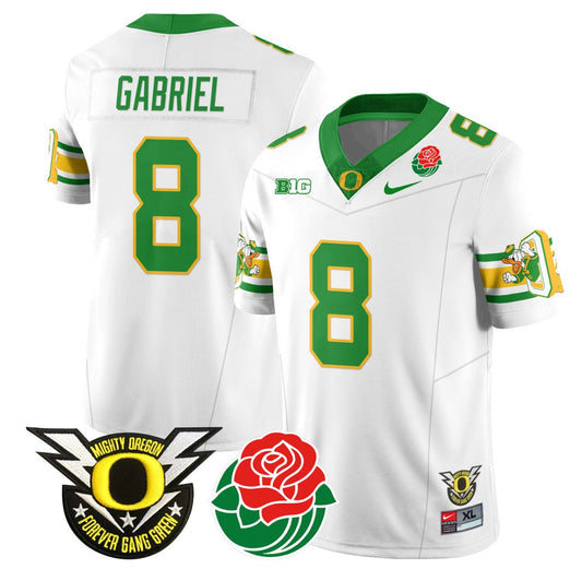 Dillon Gabriel Jersey #8 Oregon Ducks 2024 Rose Bowl Patch Football White