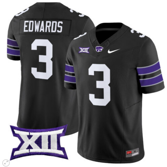 Dylan Edwards Jersey #3 Kansas State Wildcats Vapor Limited Football Black