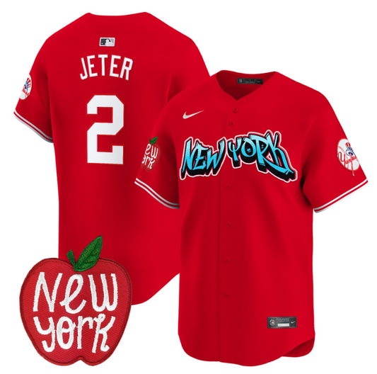 Derek Jeter Jersey #2 New York Yankees Apple Patch Vapor Premier Limited Stitched Red