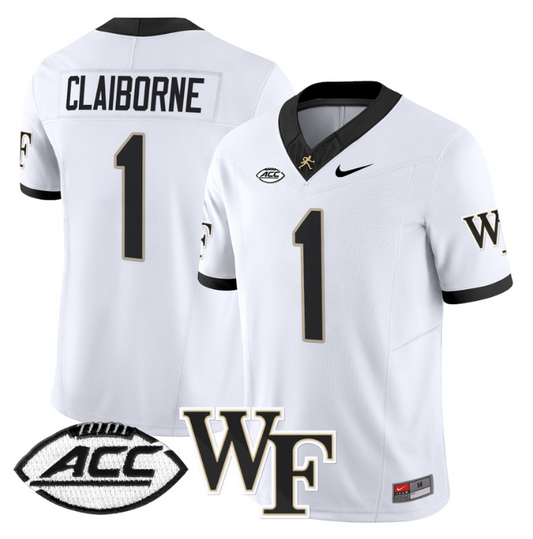 Demond Claiborne Jersey #1 Wake Forest Demon Deacons 2024 Stitched White
