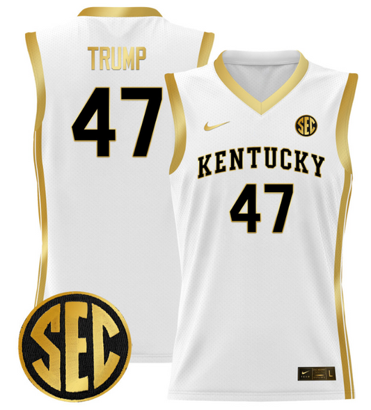 Donald Trump Jersey #47 Kentucky Wildcats Lightweight Basketball White Gold