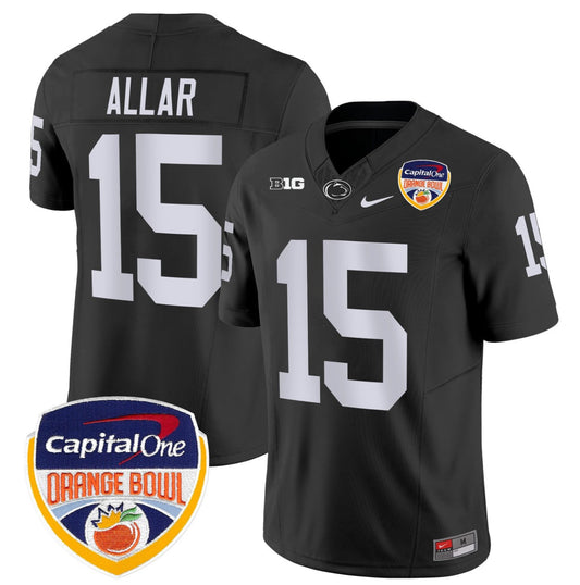 Drew Allar Jersey #15 Penn State Orange Bowl Patch Stitched Black