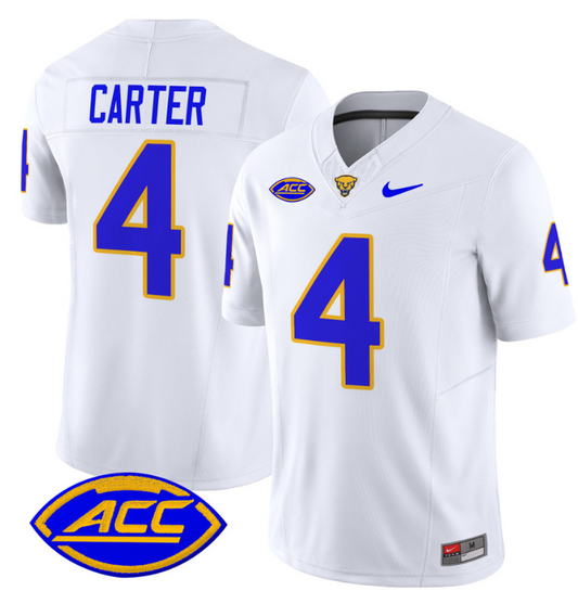 Daniel Carter Jersey #4 Pittsburgh Panthers Vapor Limited College Football Stitched White