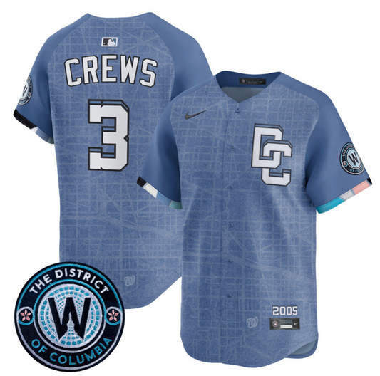 Dylan Crews Jersey #3 Washington Nationals 2025 City Connect Vapor Premier Limited Stitched Blue