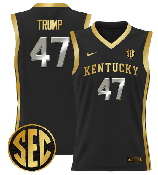 Donald Trump Jersey #47 Kentucky Wildcats Lightweight Basketball Black Gold
