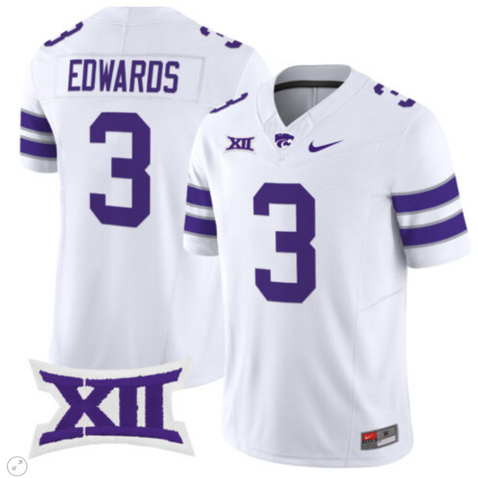 Dylan Edwards Jersey #3 Kansas State Wildcats Vapor Limited Football White