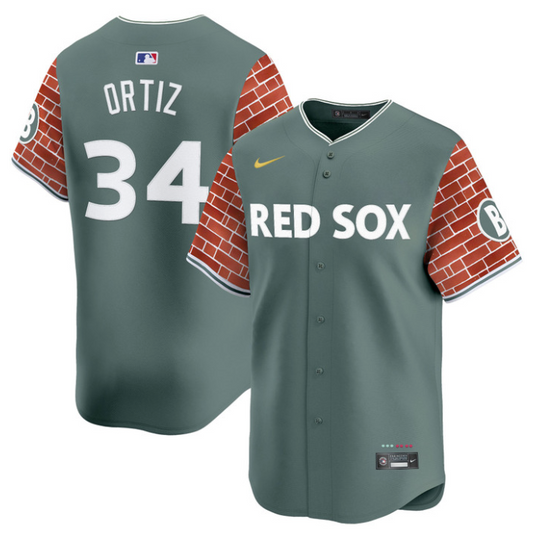 David Ortiz Jersey #34 Boston Red Sox 2025 Fenway Red Brick Style Vapor Premier Stitched Green