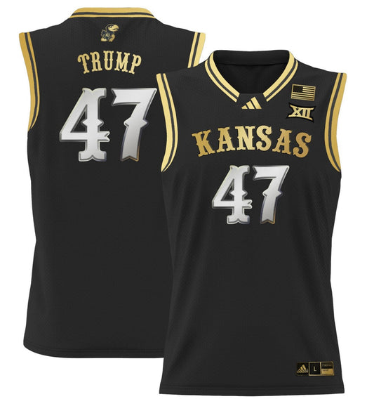 Donald Trump Jersey #47 Kansas Jayhawks 2024 Lightweight Basketball Black Gold