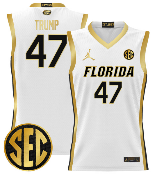 Donald Trump Jersey #47 Florida Gators 2024 Lightweight Basketball White Gold
